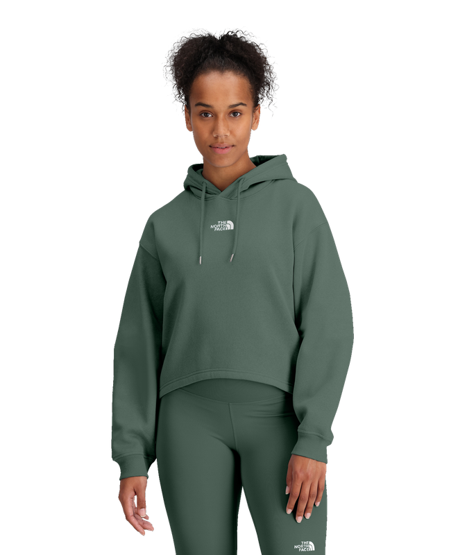FRONT VIEW OF THE NORTH FACE WOMENS EVOLUTION HI LO HOODIE WITH RELAXED FIT AND COMFORT