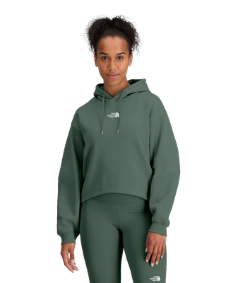 FRONT VIEW OF THE NORTH FACE WOMENS EVOLUTION HI LO HOODIE WITH RELAXED FIT AND COMFORT
