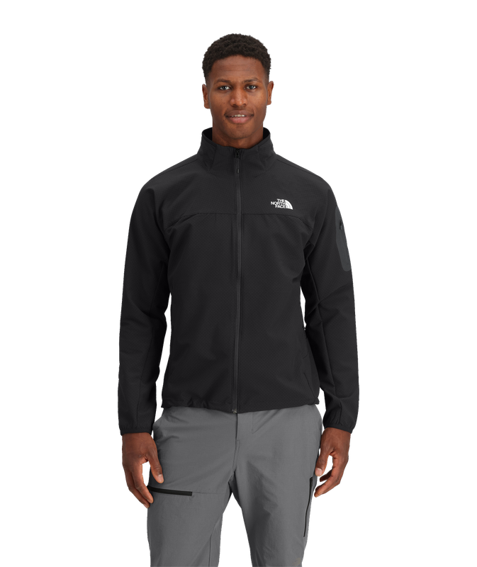 FRONT VIEW OF THE NORTH FACE MENS TEK APPROACH SOFTSHELL JACKET WITH WIND-RESISTANT FABRIC
