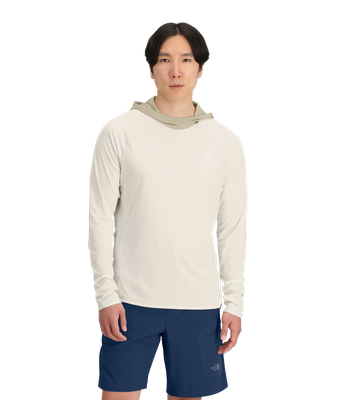 FRONT VIEW OF THE NORTH FACE MENS SUNRISER HOODIE WITH UPF 40+ AND ANTI-ODOR TECHNOLOGY