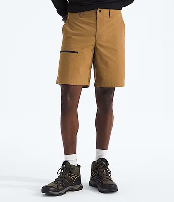 FRONT VIEW OF THE NORTH FACE MENS BASIN SHORT WITH STRETCH FABRIC AND WATER REPELLENCY