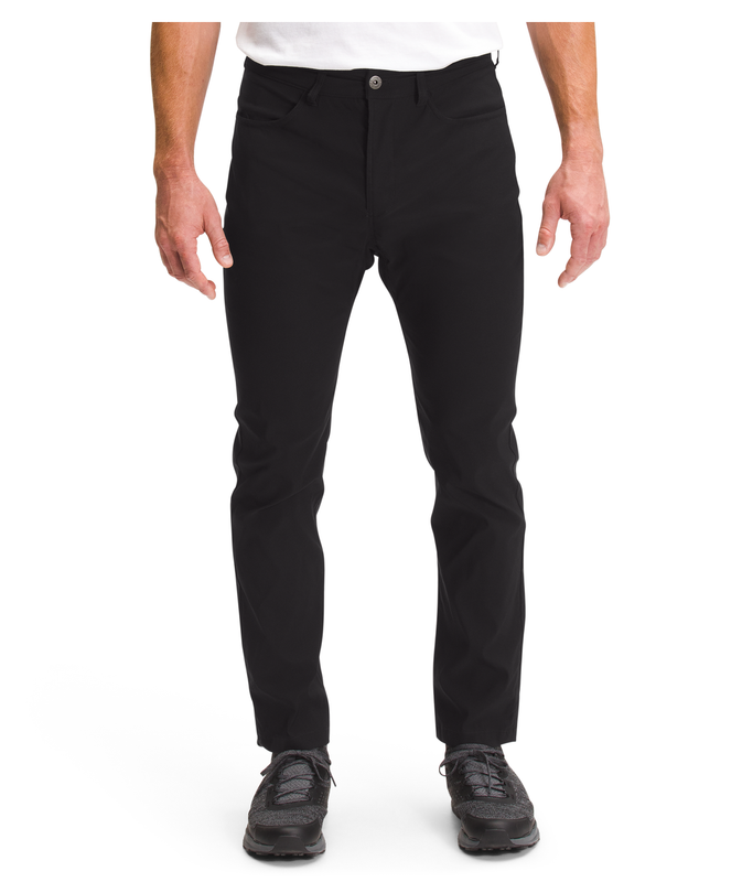 FRONT VIEW OF THE NORTH FACE MENS SPRAG 5-POCKET PANT WITH UPF 40+ AND WATER REPELLENCY