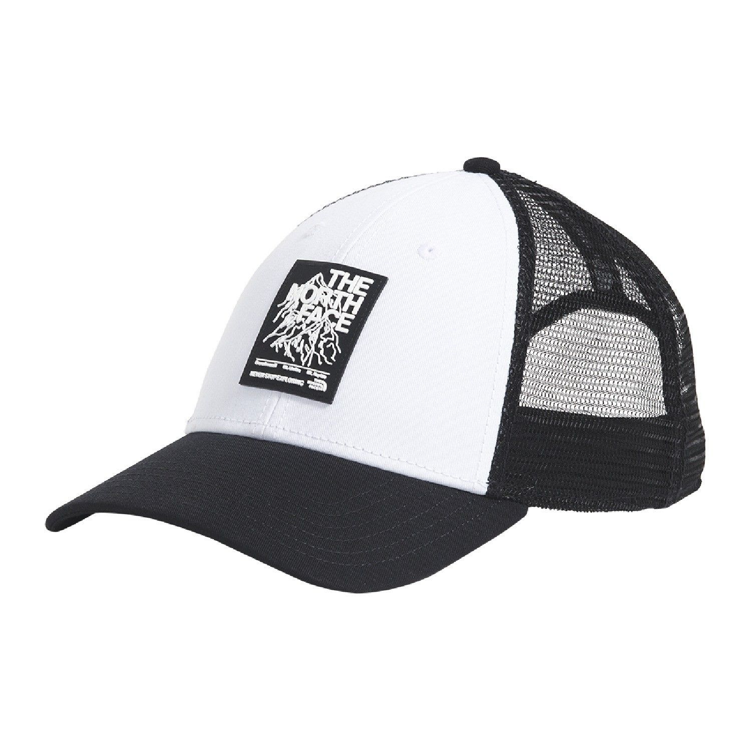 MAIN IMAGE OF THE NORTH FACE GRAPHIC MUDDER TRUCKER CAP IN WHITE/BLACK/PLACES WE LOVE ADJUSTABLE
