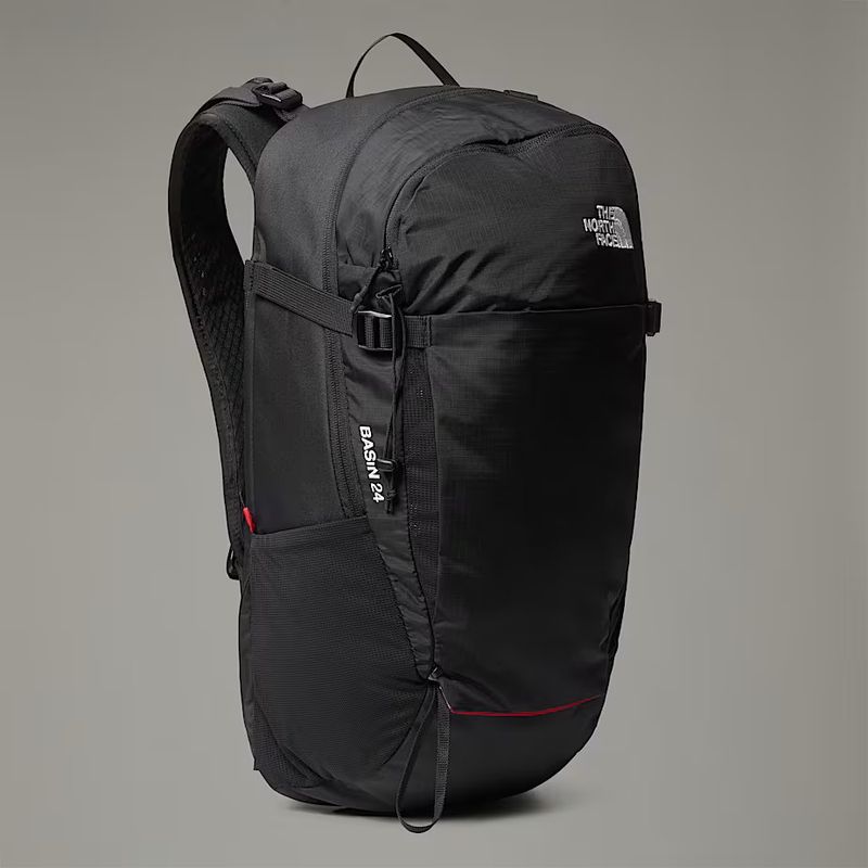 FRONT VIEW OF THE NORTH FACE UNISEX BASIN 24 BACKPACK WITH BREATHABLE BACK PANEL AND RAIN COVER