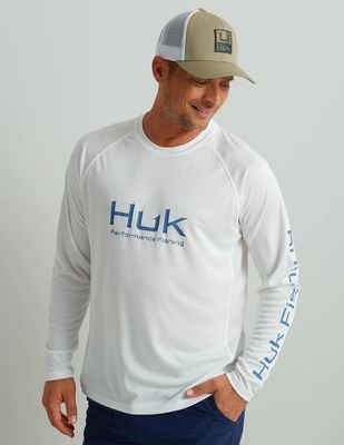 FRONT VIEW OF HUK MENS VENTED PURSUIT LONG SLEEVE SHIRT WITH LIGHTWEIGHT AND SUN PROTECTION