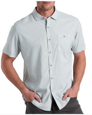 FRONT VIEW OF KUHL MENS PERSUADR SHORT SLEEVE SHIRT WITH QUICK-DRYING AND ODOR RESISTANCE