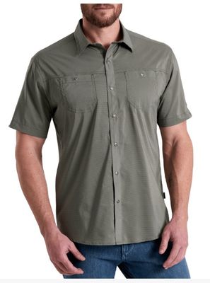 FRONT VIEW OF KUHL MENS STEALTH SHORT SLEEVE SHIRT WITH ULTRA-LIGHTWEIGHT COMFORT AND QUICK-DRYING