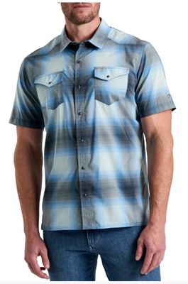 FRONT VIEW OF KUHL MENS KONQUER SHORT SLEEVE SHIRT WITH ODOR RESISTANCE AND QUICK-DRYING