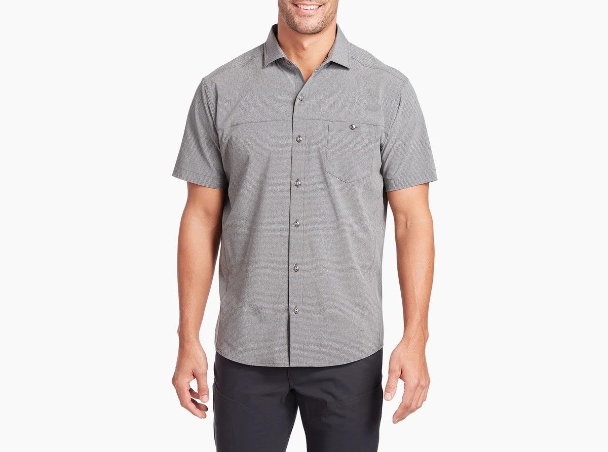 MAIN IMAGE OF KUHL MENS OPTIMIZR SHORT SLEEVE SHIRT IN ANCHOR GRAY SMALL WITH QUICK-DRYING