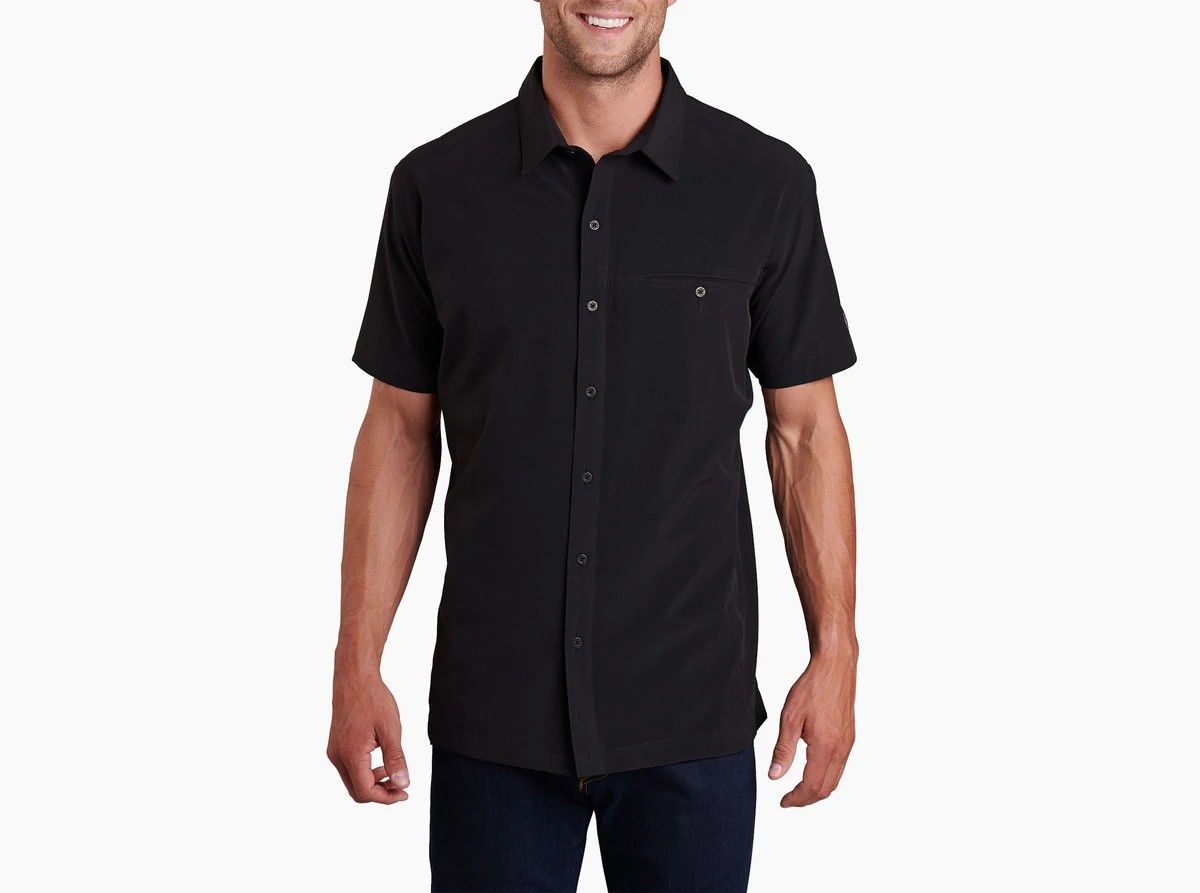 MAIN IMAGE OF KUHL MENS RENEGADE SHORT SLEEVE SHIRT IN BLACKOUT SMALL WITH QUICK-DRYING