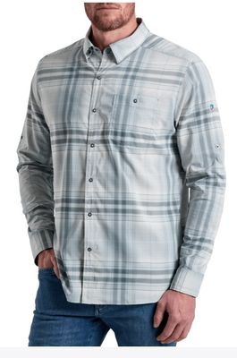 FRONT VIEW OF KUHL MENS RESPONSE LONG SLEEVE SHIRT WITH GREAT FOR HIKING AND QUICK-DRYING