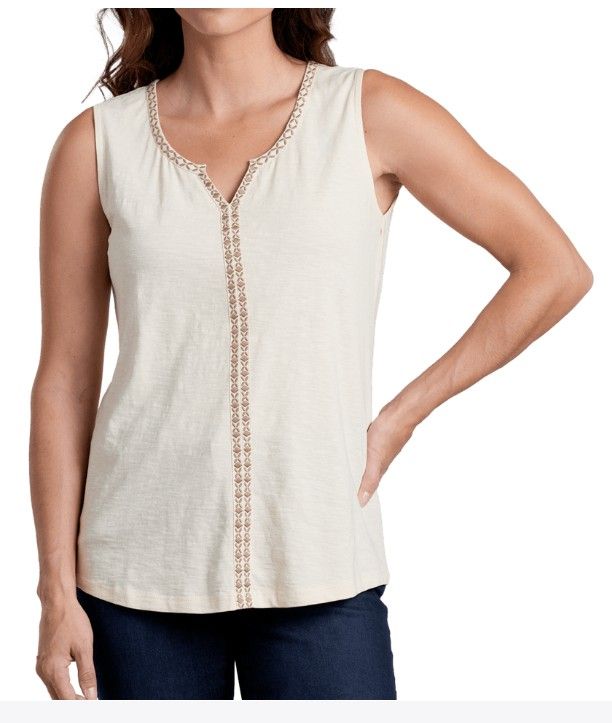 FRONT VIEW OF KUHL WOMENS SHAY TANK TOP WITH BREATHABLE COMFORT AND LUXURIOUSLY SOFT FABRIC