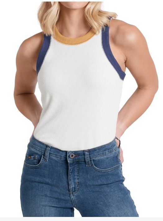FRONT VIEW OF KUHL WOMENS REMI TANK TOP WITH QUICK-DRYING AND ODOR RESISTANCE