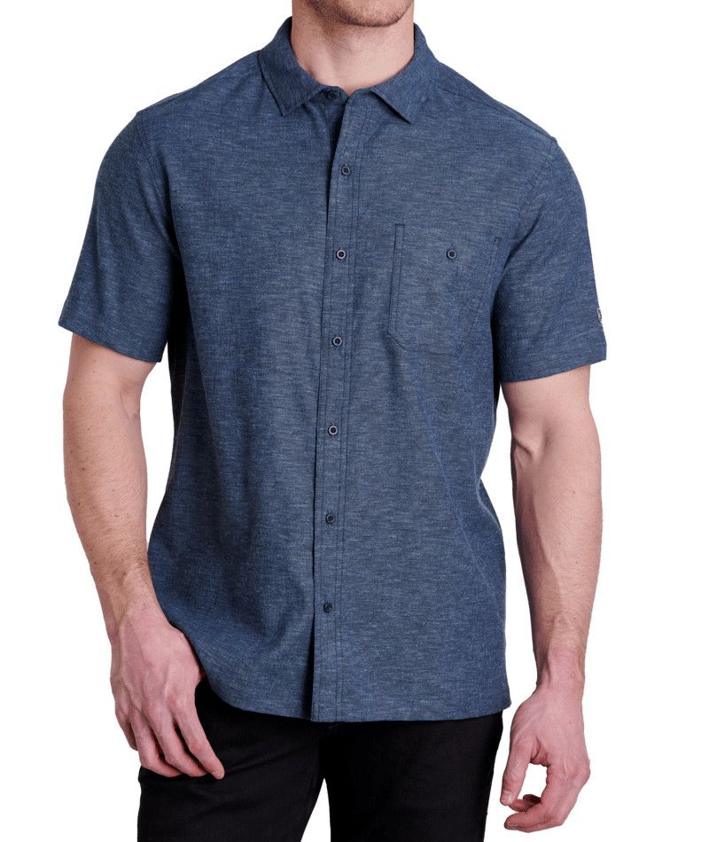 MAIN IMAGE OF KUHL MENS GETAWAY SHORT SLEEVE SHIRT IN OPEN SEA SMALL WITH DURABILITY