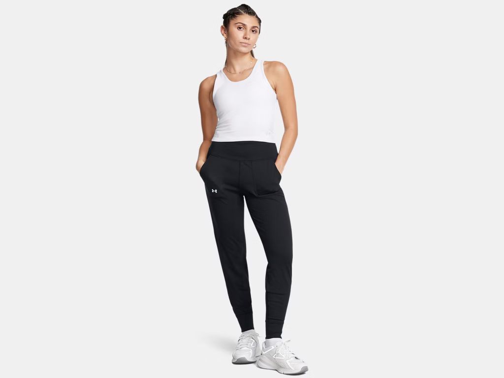 MAIN IMAGE OF UNDER ARMOUR WOMENS UA MOTION JOGGER IN BLACK/WHITE XS WITH MOISTURE-WICKING
