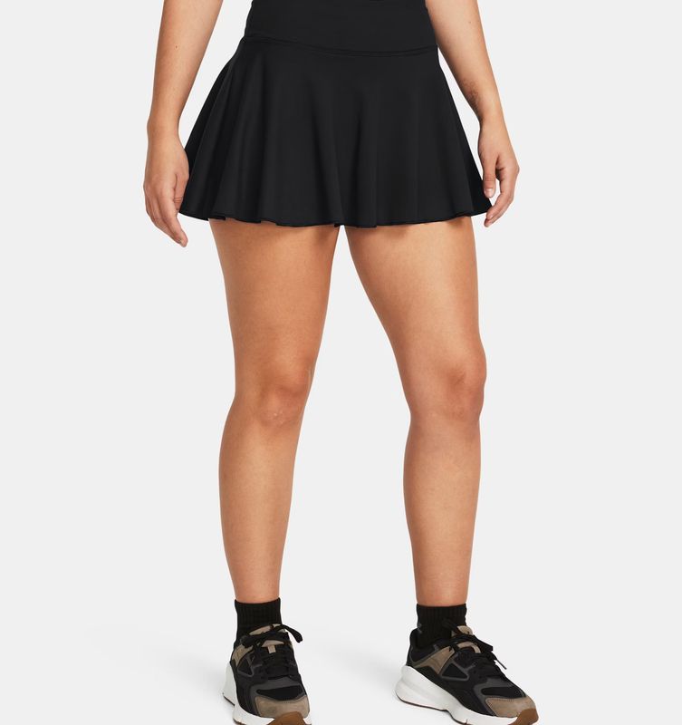 FRONT VIEW OF UNDER ARMOUR WOMENS UA MOTION SKORT WITH BREATHABILITY AND MINIMIZES ODOR