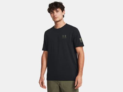 FRONT VIEW OF UNDER ARMOUR MENS UA FREEDOM FLAG GRADIENT SHORT SLEEVE SHIRT WITH SUPER-SOFT FABRIC