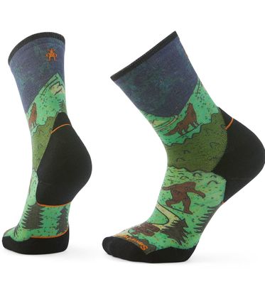 FULL VIEW OF SMARTWOOL MENS TRAIL RUN TARGETED CUSHION NEATURE PRINT CREW SOCKS WITH DURABILITY