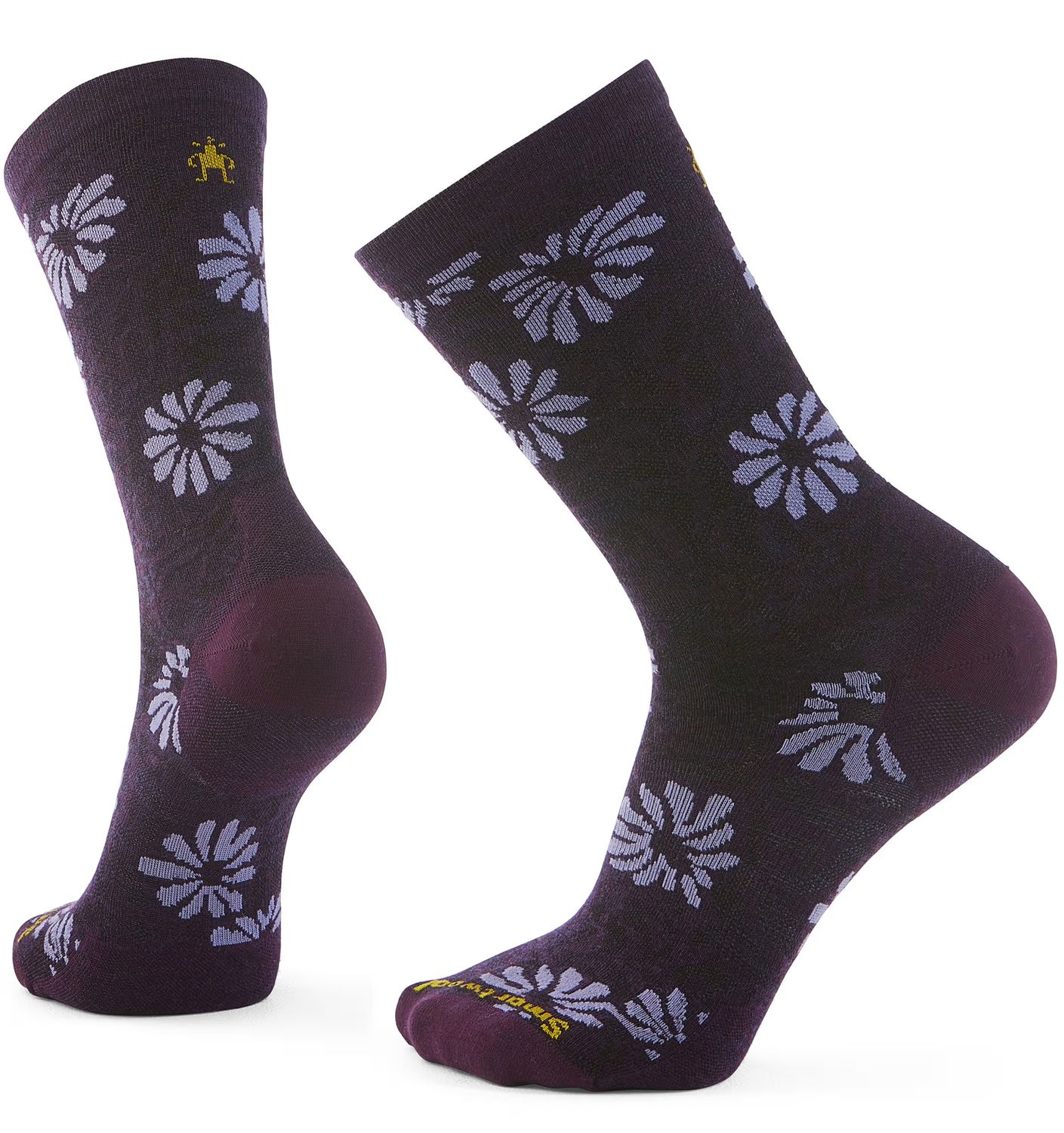 MAIN IMAGE OF SMARTWOOL UNISEX EVERYDAY FLORAL CREW SOCKS IN PURPLE IRIS MEDIUM WITH BREATHABILITY
