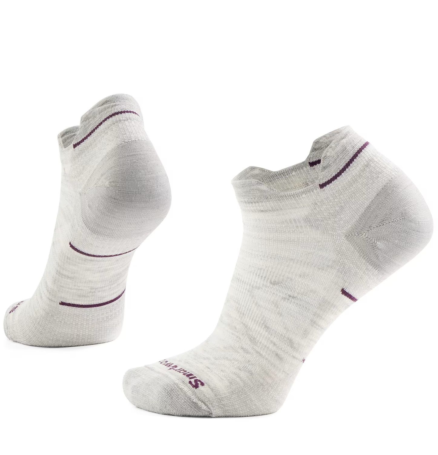 MAIN IMAGE OF SMARTWOOL WOMENS RUN ZERO CUSHION LOW ANKLE SOCKS IN ASH MEDIUM WITH MERINO WOOL