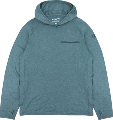 FRONT VIEW OF JETTY MENS COBIA PERFORMANCE HOODIE WITH BREATHABLILITY AND UPF 50+ SUN PROTECTION
