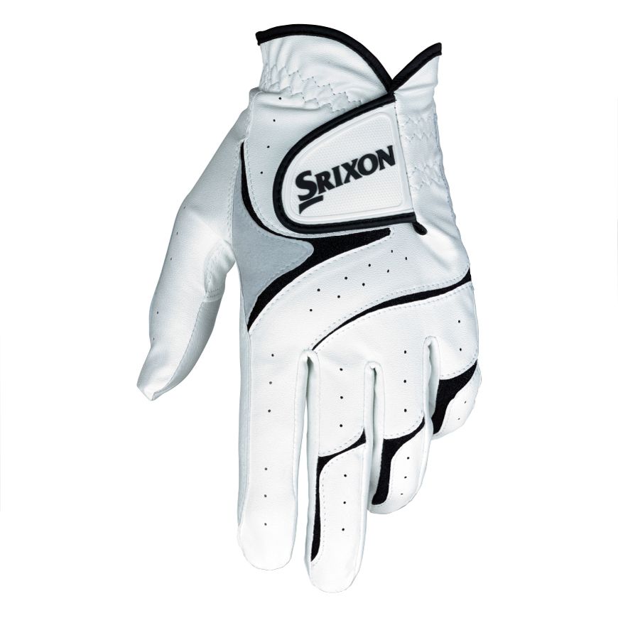SRIXON MENS ALL WEATHER GOLF GLOVE 25, Color: WHITE/BLACK, Size: MEDIUM, Hand: LEFT
