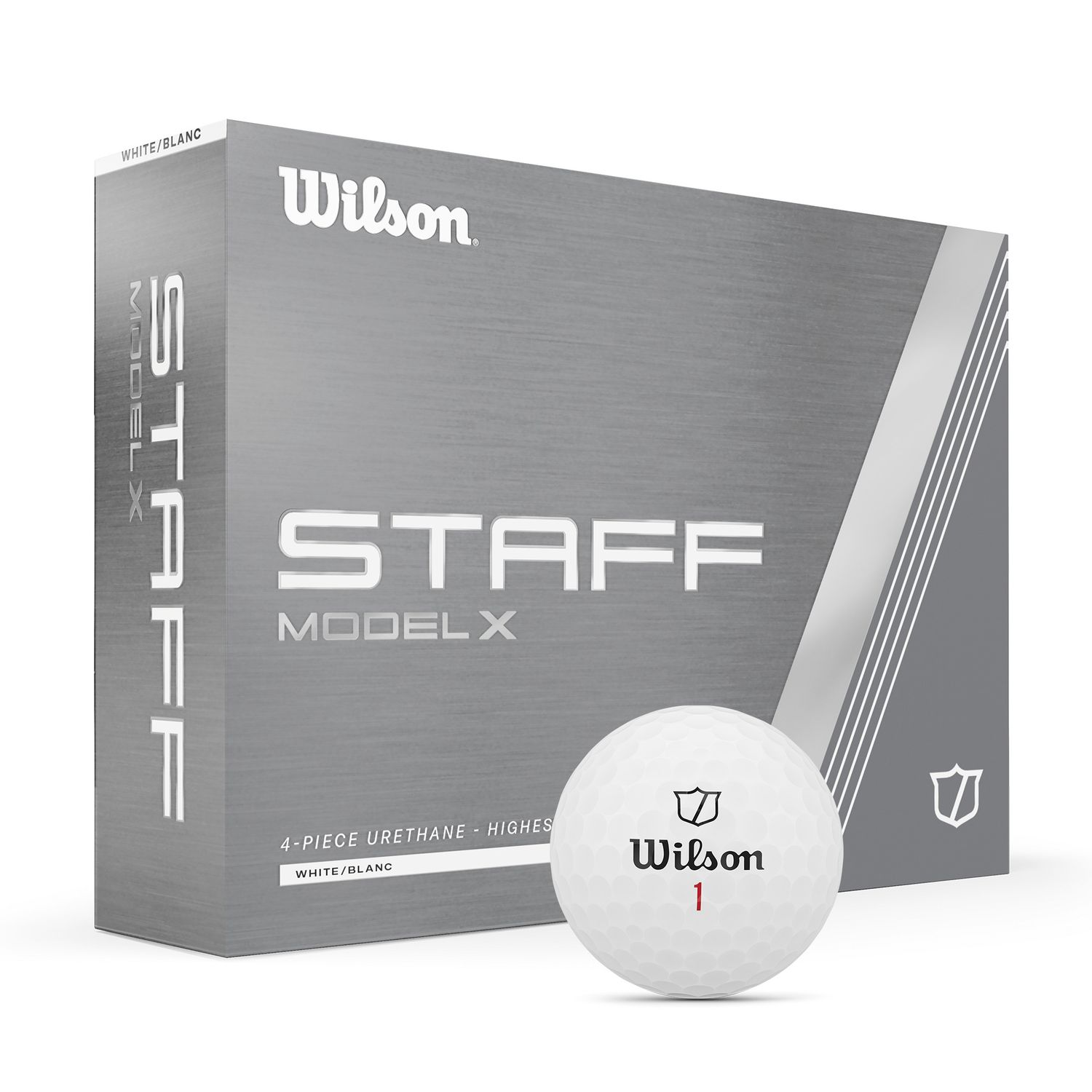 MAIN IMAGE OF WILSON UNISEX STAFF MODEL X GOLF BALL IN WHITE DOZEN WITH FIRM FEEL AND MORE SPIN