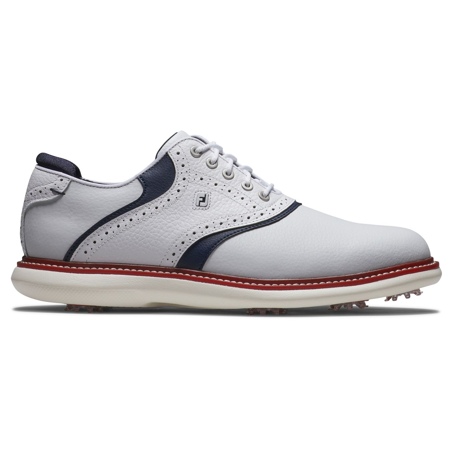 MAIN IMAGE OF FOOTJOY MENS COASTAL TRADITIONS SPIKED GOLF SHOES IN RED/WHITE/BLUE 10