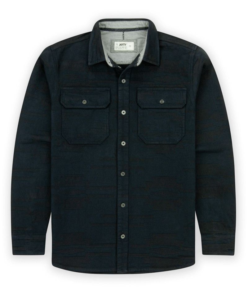 JETTY MENS HORIZON FLANNEL LONG SLEEVE SHIRT 25, Color: CARBON, Size: MEDIUM