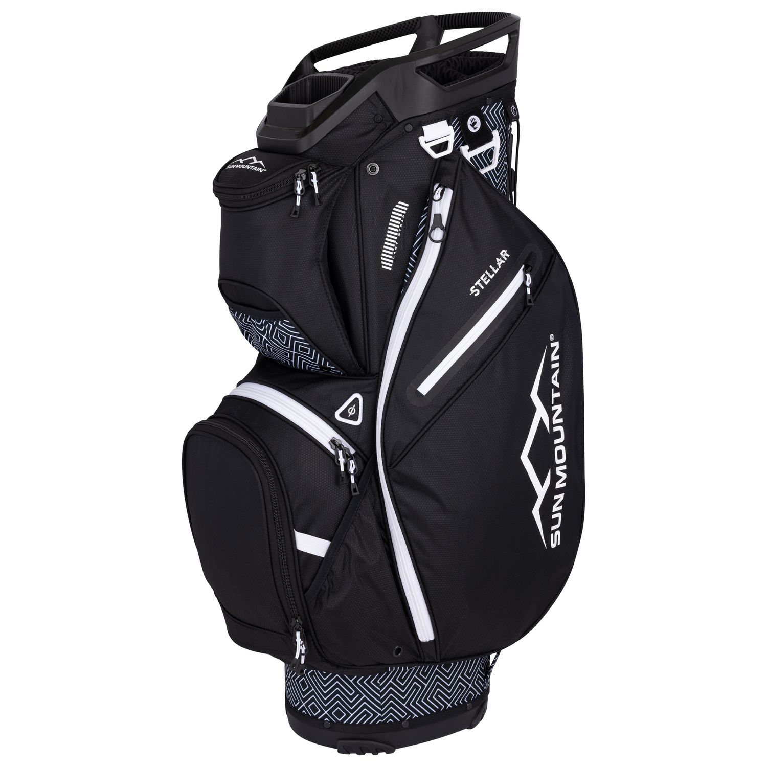 MAIN IMAGE OF SUN MOUNTAIN UNISEX STELLAR 14-WAY CART BAG IN MAZE/BLACK/WHITE WITH MAXIMUM STORAGE