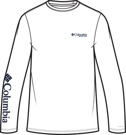 COLUMBIA MENS TERMINAL TACKLE PFG™ STATETRIOT LONG SLEEVE SHIRT 25, Color: WHITE/CLEAN LINE PRIDE USA BASS, Size: MEDIUM