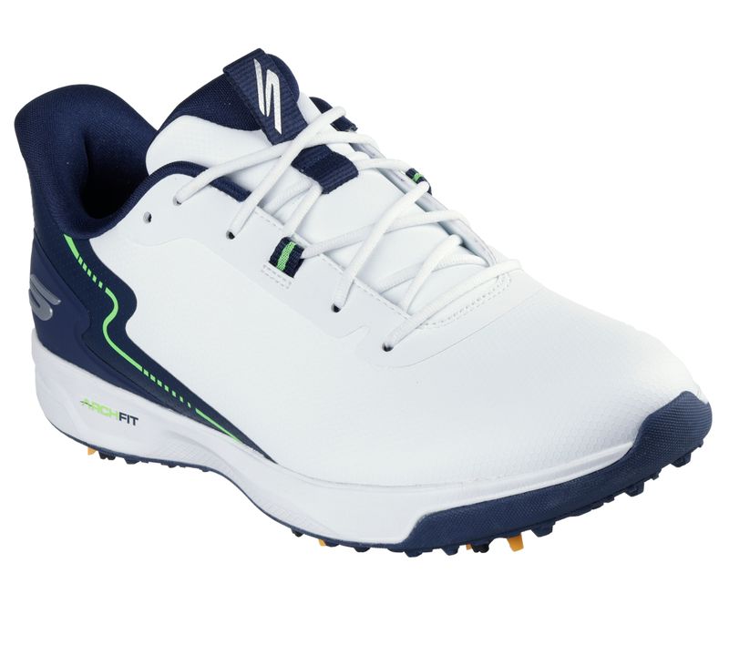 FRONT VIEW OF SKECHERS MENS GO GOLF ELITE VORTEX RIVAL GOLF SHOES WITH WATERPROOFING