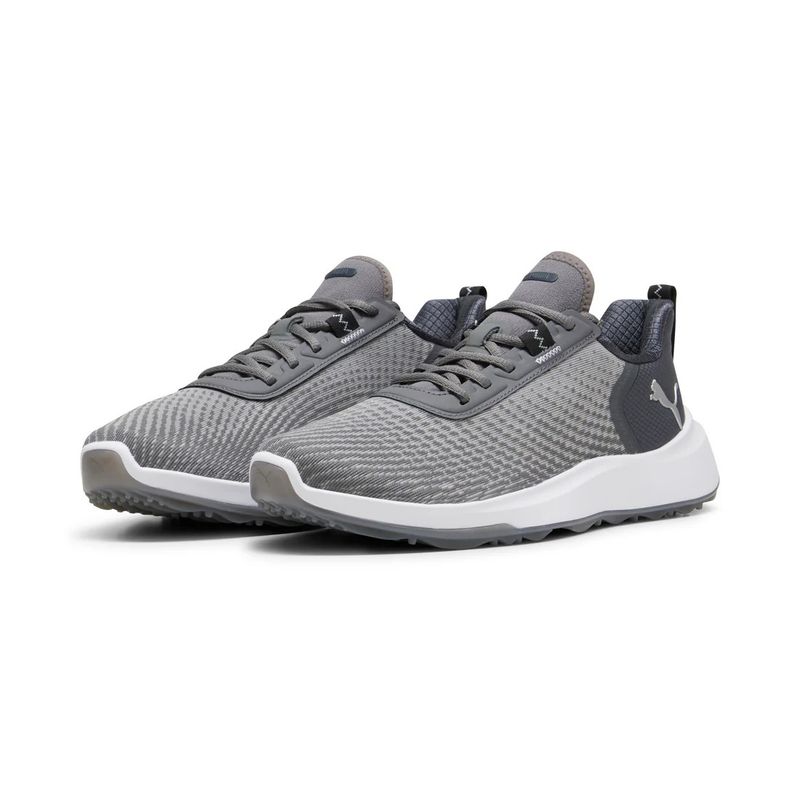 FRONT VIEW OF PUMA MENS FUSION CRUSH SPORT SPIKELESS GOLF SHOES WITH BREATHABLE MESH AND EASY ENTRY