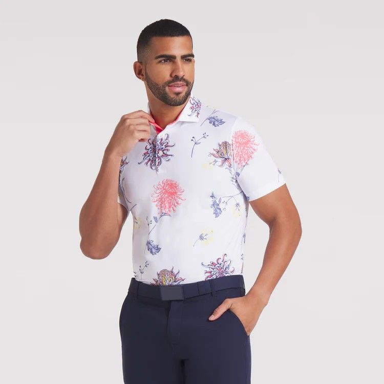 MAIN IMAGE OF PUMA MENS MATTR DAHLIA POLO IN WHITE GLOW/PEACH FROST XXXL WITH FAST-DRYING