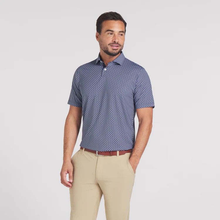MAIN IMAGE OF PUMA MENS MATTR MICRO FLORAL POLO IN DEEP NAVY/WHITE GLOW XXXL WITH FAST-DRYING