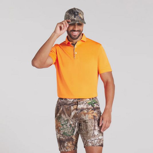 MAIN IMAGE OF PUMA MENS REALTREE TIPPED POLO IN RICKIE ORANGE XL WITH MOISTURE-WICKING