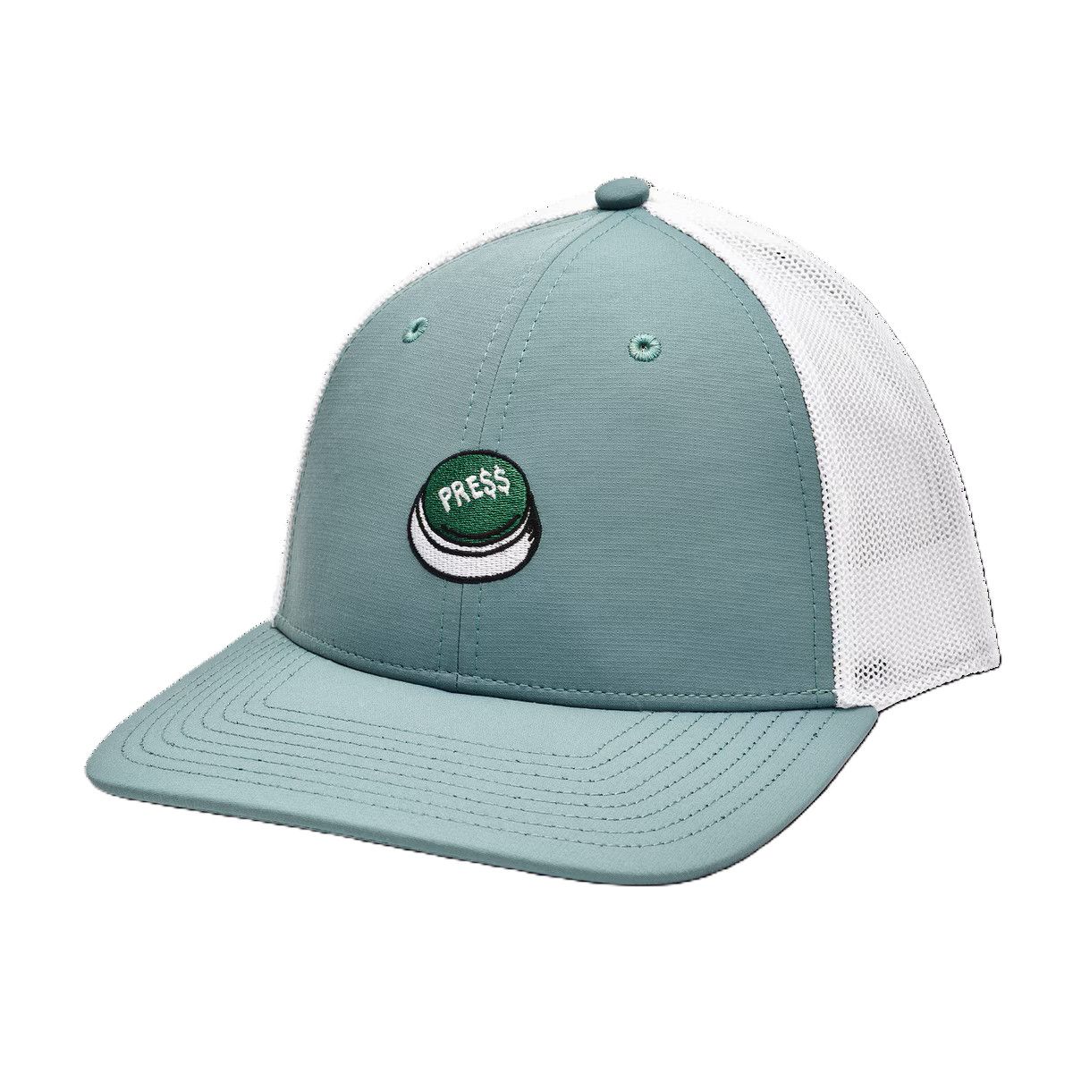 MAIN IMAGE OF FOOTJOY MENS PRESS TRUCKER HAT IN GREEN ADJUSTABLE WITH ADJUSTABLE SNAP