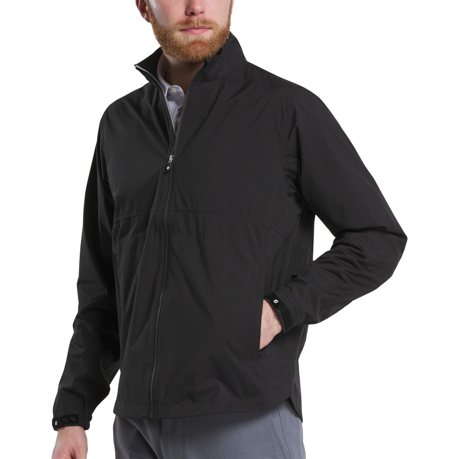 MAIN IMAGE OF FOOTJOY MENS HYDROLITE X RAIN JACKET IN BLACK LARGE WITH 100% WATERPROOF SHELL
