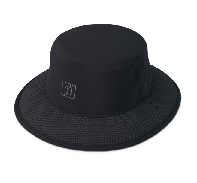 MAIN IMAGE OF FOOTJOY MENS HYDROSERIES BUCKET HAT IN BLACK S/M WITH COMFORT FIT AND 100% WATERPROOF