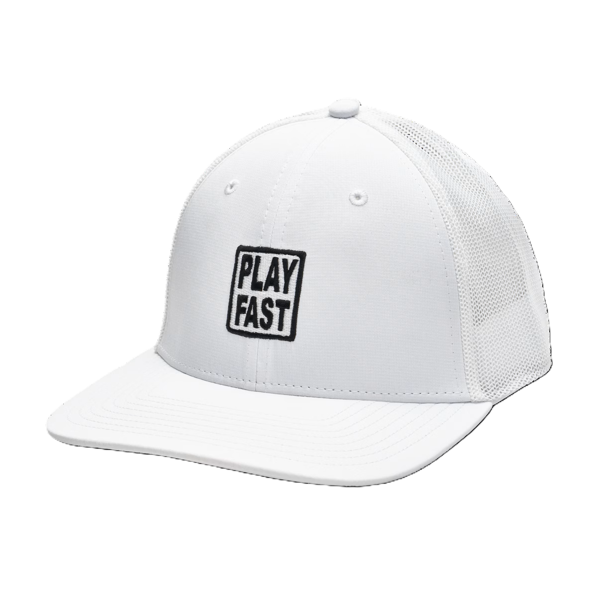 MAIN IMAGE OF FOOTJOY MENS PLAY FAST TRUCKER HAT IN WHITE ADJUSTABLE WITH ADJUSTABLE SNAP