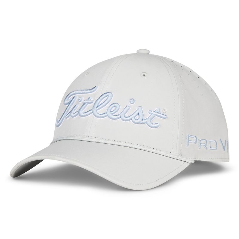 FRONT LEFT VIEW OF TITLEIST MENS TOUR BREEZER HAT WITH STACOOL™ SWEATBAND AND SUN PROTECTION