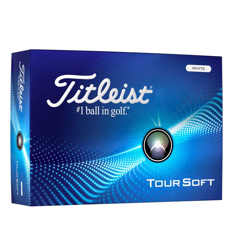 FRONT VIEW OF TITLEIST UNISEX TOUR SOFT GOLF BALL WITH SOFT-FEELING AND CONSISTENT BALL FLIGHT