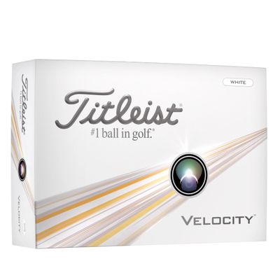 FRONT VIEW OF TITLEIST UNISEX VELOCITY GOLF BALL WITH EXPLOSIVE DISTANCE AND HIGH SPEED