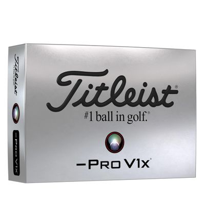 FRONT VIEW OF TITLEIST UNISEX PRO V1X LEFT DASH GOLF BALL WITH MAXIMUM DISTANCE AND FIRMER FEEL