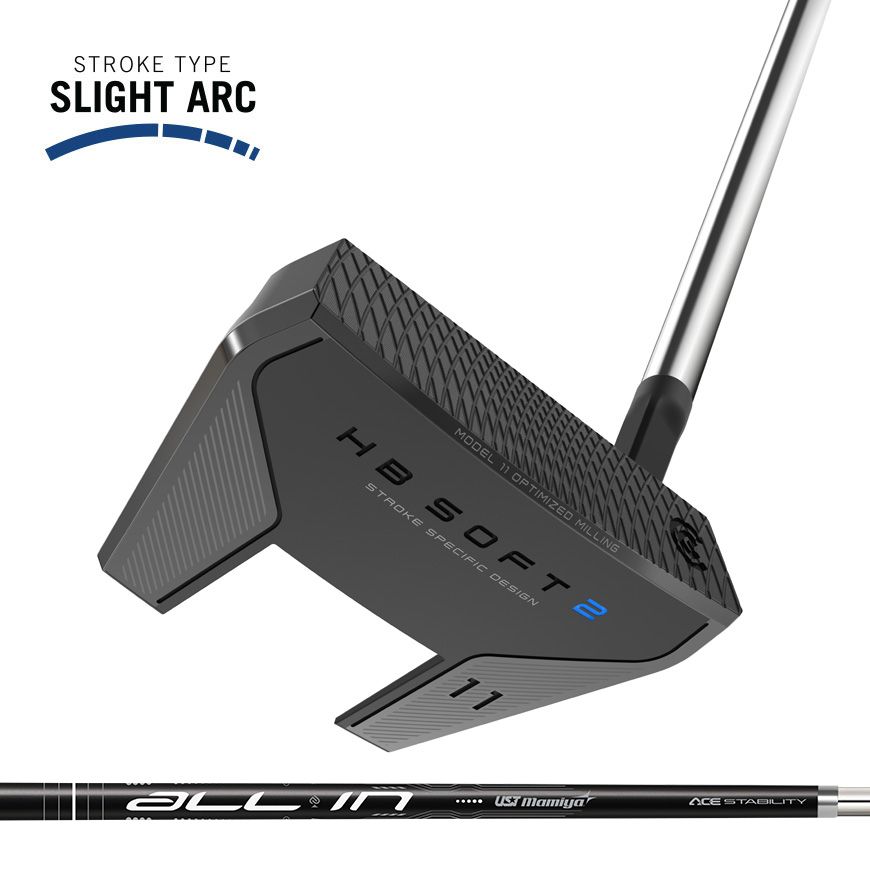 CLEVELAND UNISEX HB SOFT 2 BLACK #11 SLANT NECK PUTTER 25, Hand: RIGHT, Length: 34&quot;, Shaft: GRAPHITE/STEEL