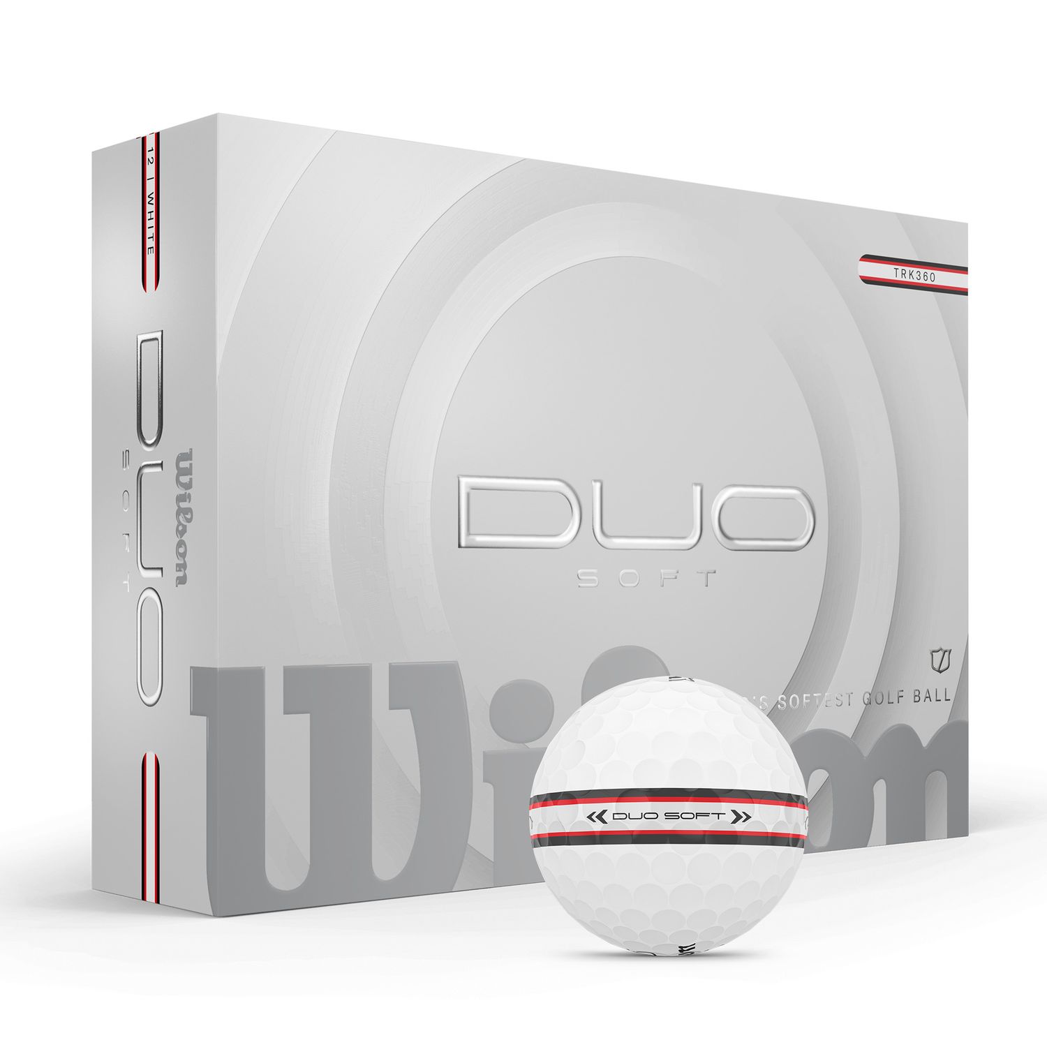 MAIN IMAGE OF WILSON UNISEX DUO SOFT TRK360 GOLF BALL IN WHITE/RED DOZEN WITH SOFT FEEL
