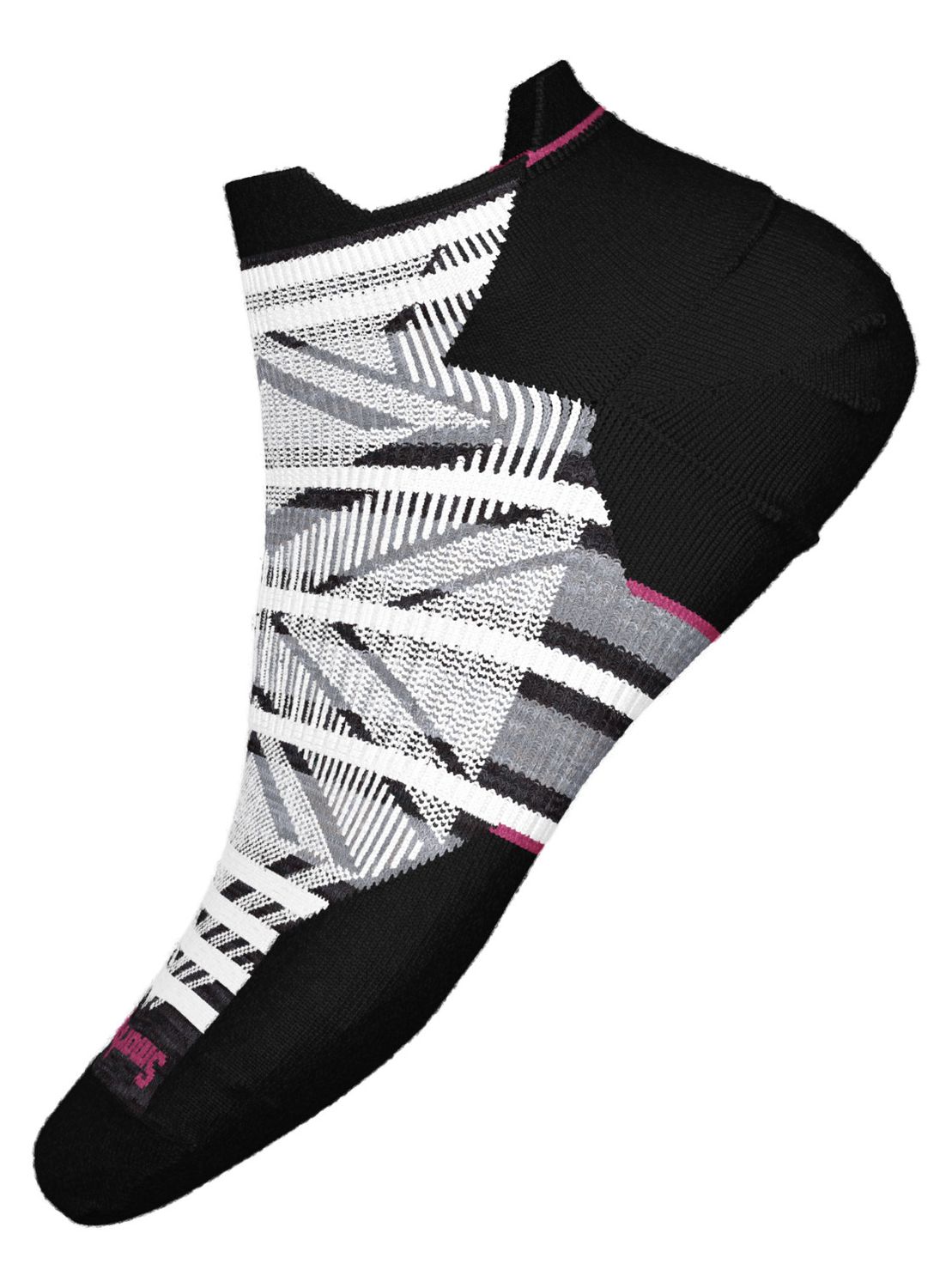 SMARTWOOL WOMENS RUN TARGETED CUSHION STRIPE LOW ANKLE SOCKS 25, Color: BLACK, Size: SMALL