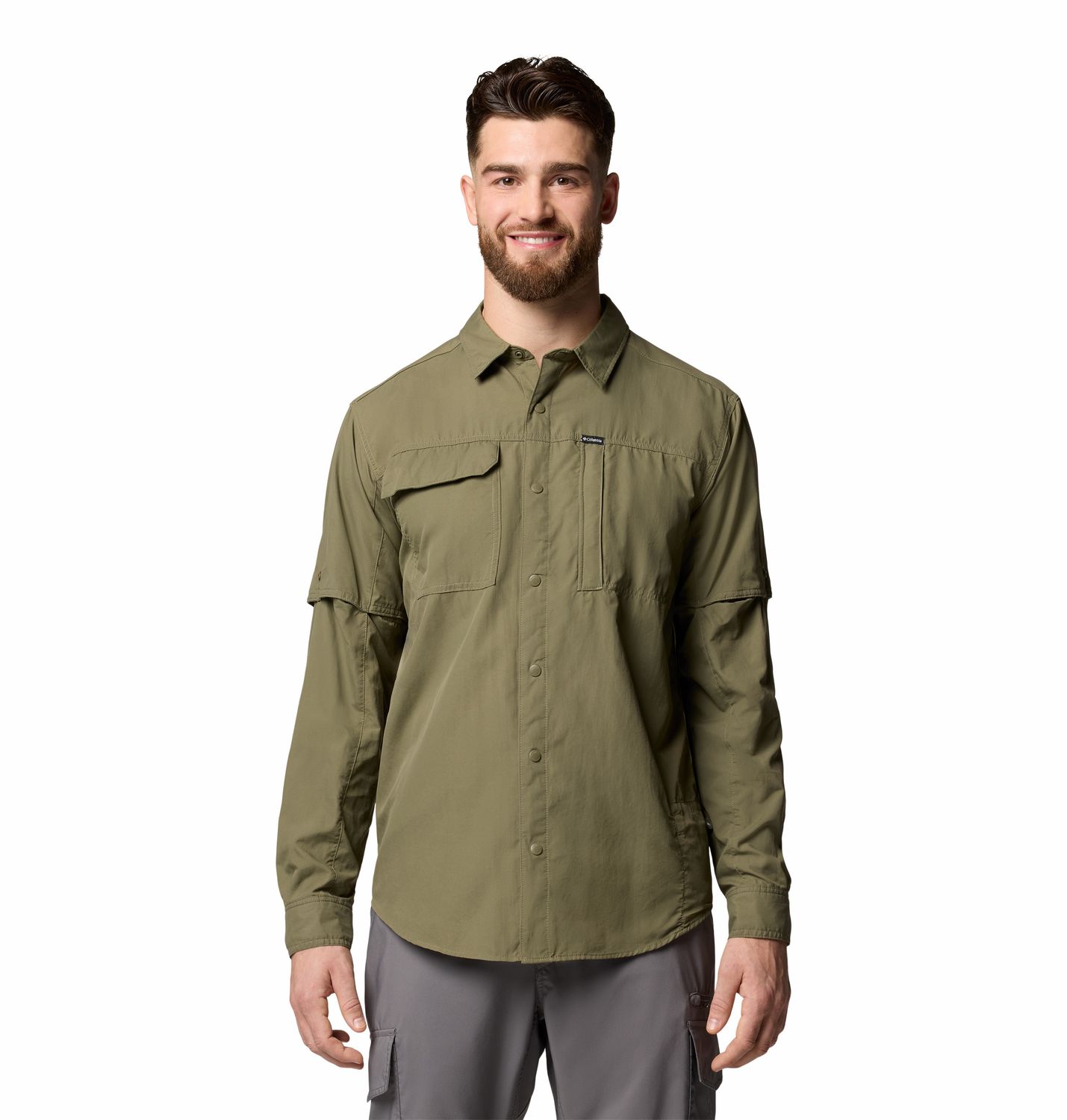 COLUMBIA MENS SKIEN VALLEY™ LONG SLEEVE SHIRT 25, Color: STONE GREEN, Size: MEDIUM