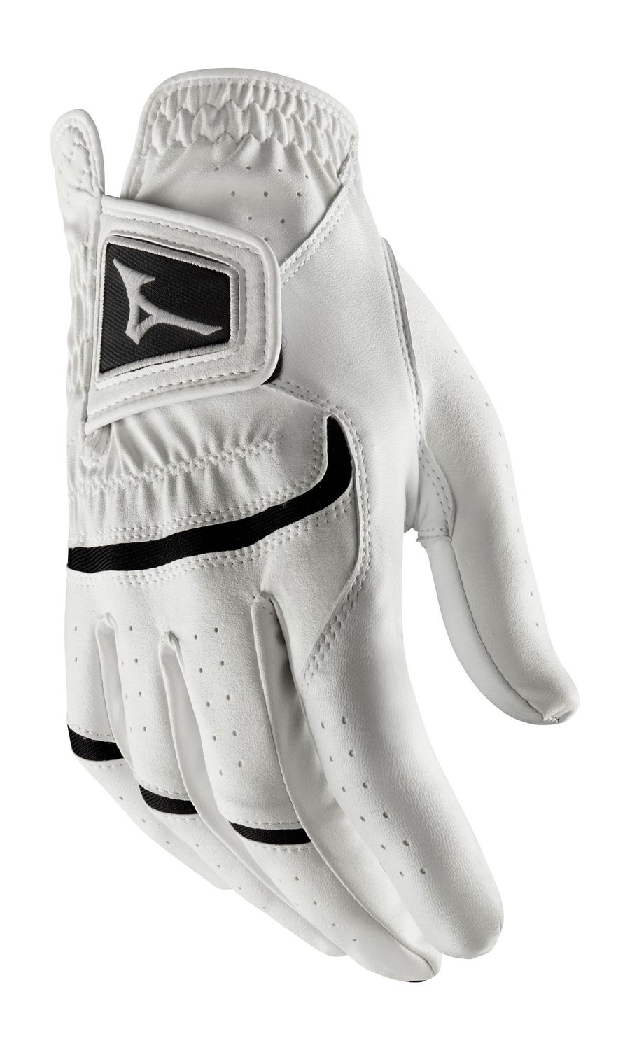 MAIN IMAGE OF MIZUNO MENS ELITE GOLF GLOVE IN WHITE/BLACK SMALL WITH SOFT FEEL