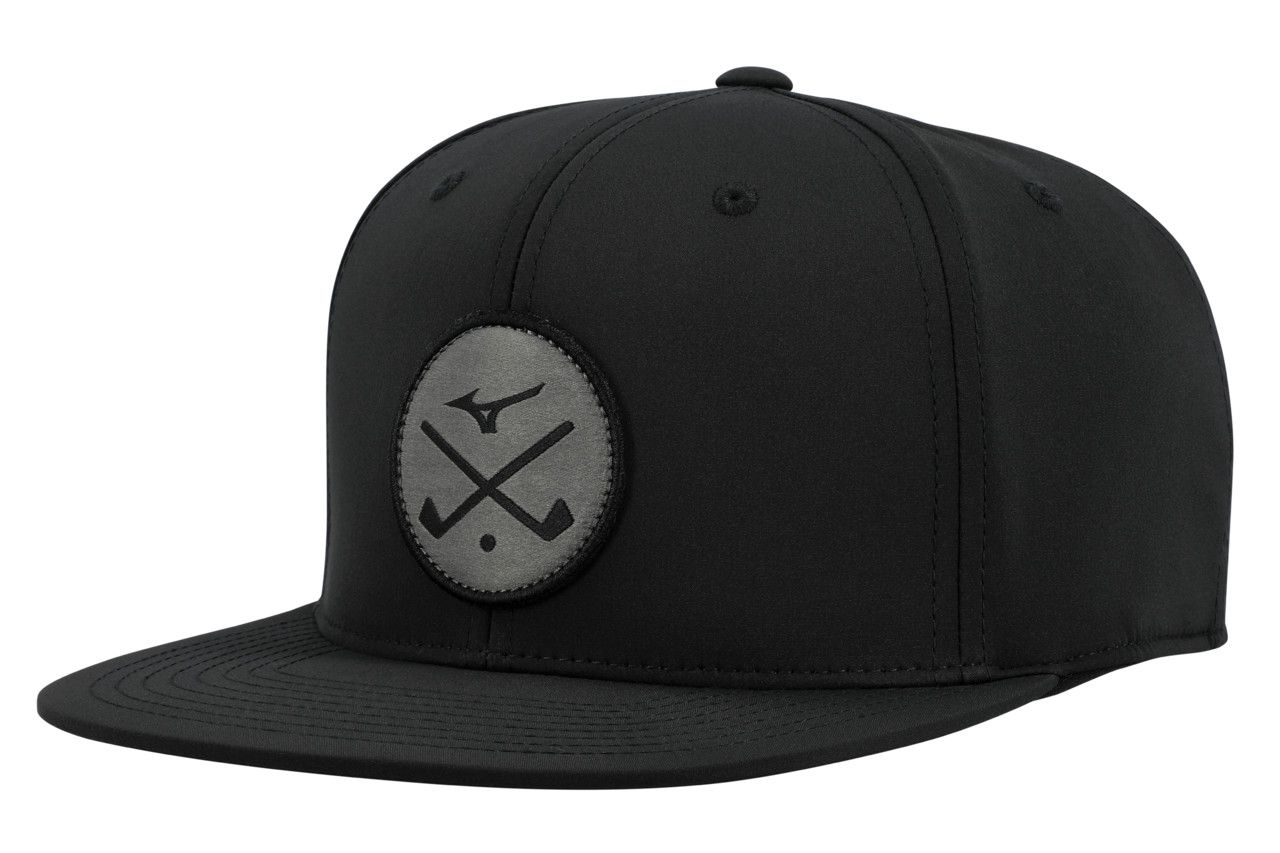 MAIN IMAGE OF MIZUNO MENS CROSSED CLUBS SNAPBACK HAT IN BLACK ADJUSTABLE